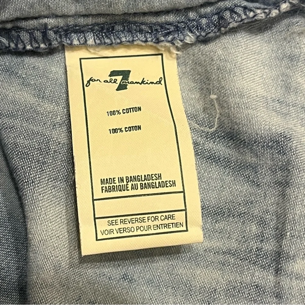 7 For All Mankind Baby Girls 24M Blue Tie Dye Denim‎ Ruffle Button Top Western
